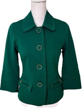 Trina Turk Tailored Blazer Suit Jacket Emerald Green Preppy Designer Quality 2